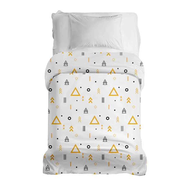Manta terapéutica original - Funda de algodón blanca con triángulos amarillos