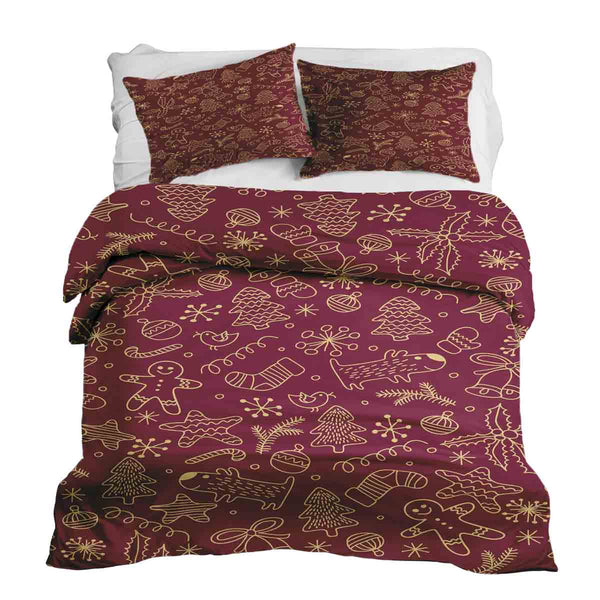 Set de ropa de cama con manta terapéutica roja con divertidos motivos navideños