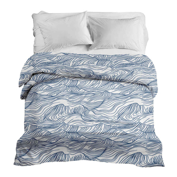 Manta terapéutica original - Funda de algodón con ondas en azul
