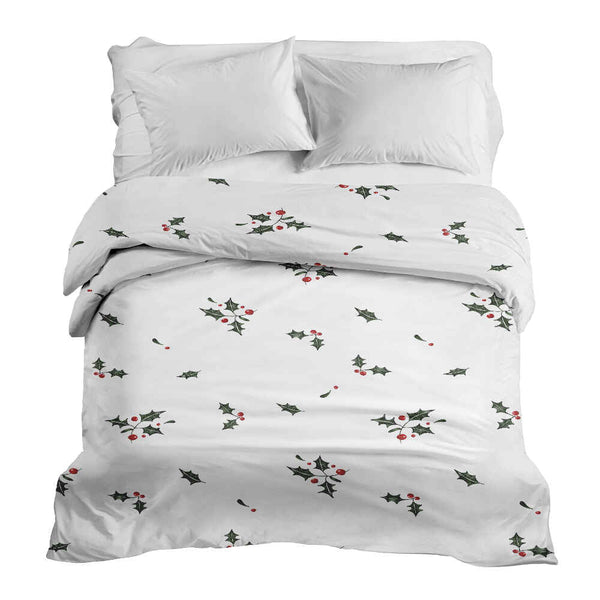 Manta terapéutica original - Funda de algodón blanca con ramas de muérdago