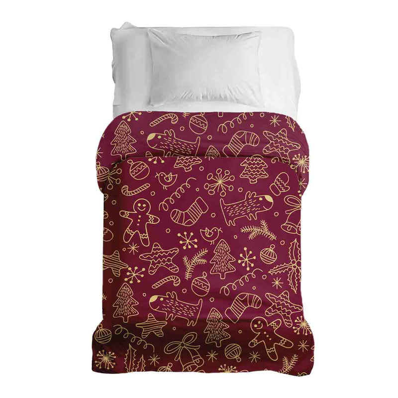 Manta terapéutica original - Funda de algodón roja con divertidos motivos navideños