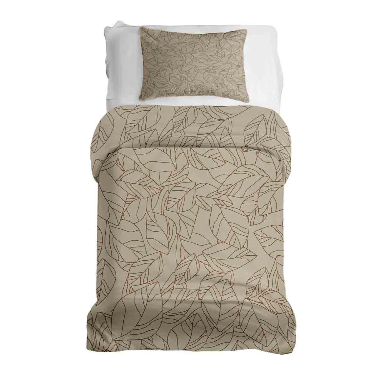 Set de ropa de cama con manta terapéutica beige con forma de hoja negra