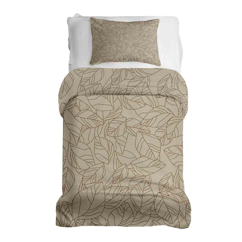 Juego de ropa de cama con manta terapéutica beige con forma de hoja negra