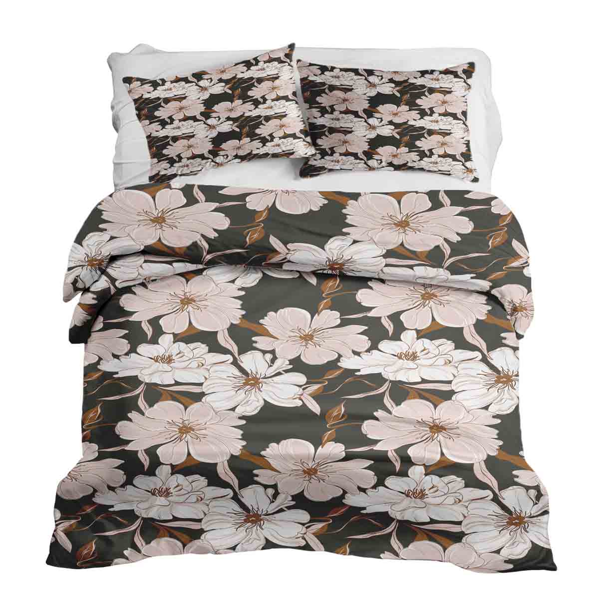 Set de ropa de cama con manta terapéutica y flores de áster rosa