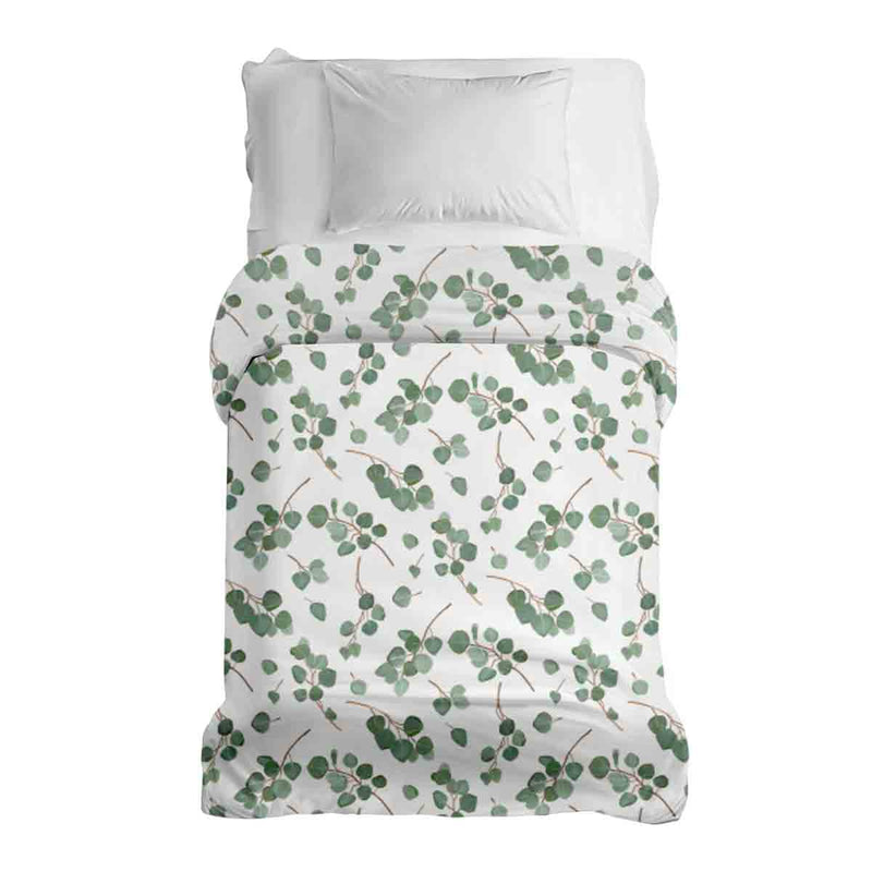 Manta terapéutica original - Funda de algodón blanca con ramas de eucalipto