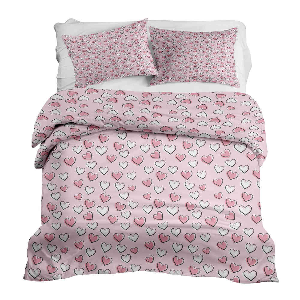 Juego de ropa de cama con mantas terapéuticas y corazones dulces