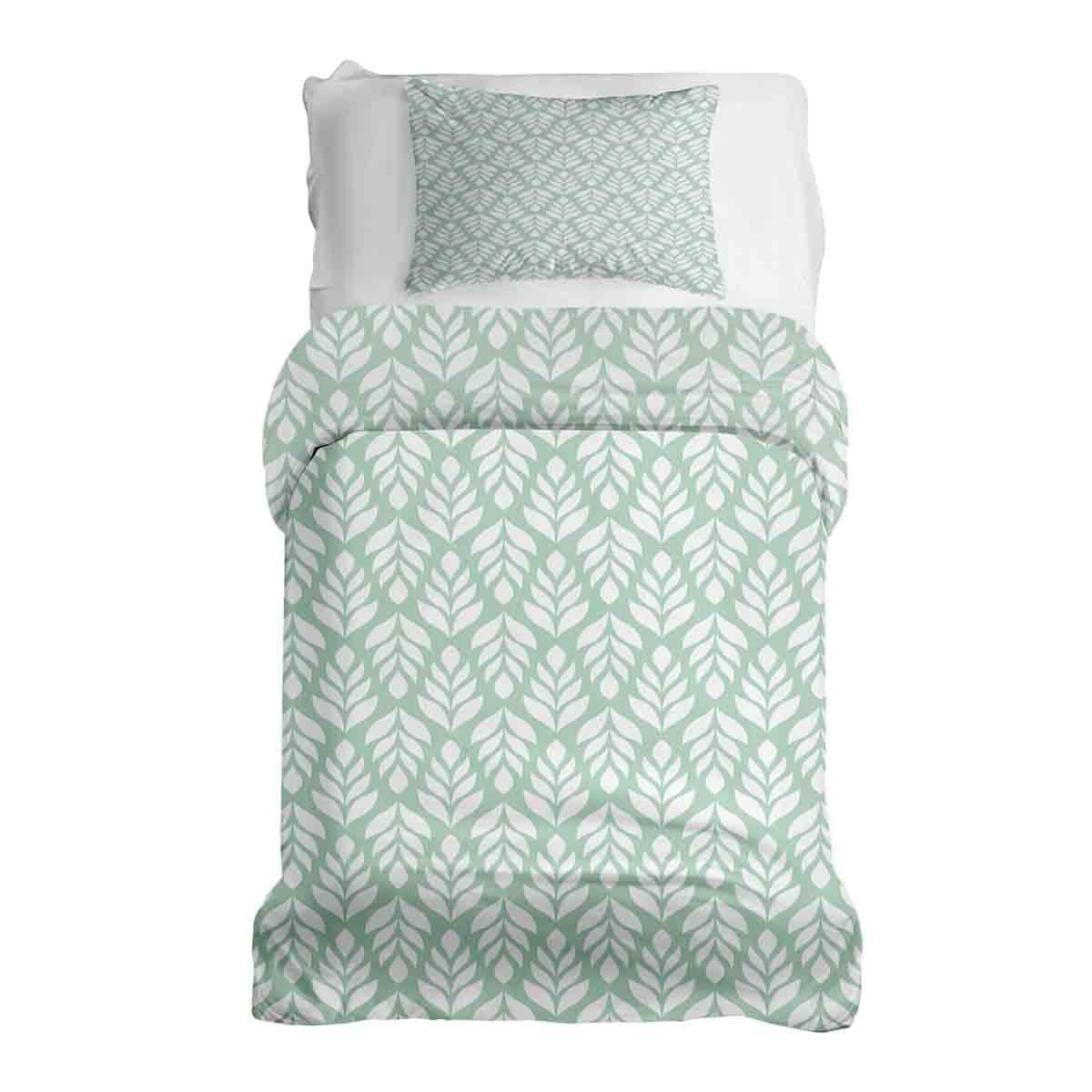 Set de ropa de cama con manta terapéutica verde con abetos