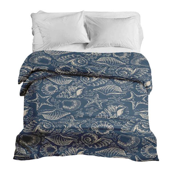 Manta terapéutica original - Funda de algodón azul con conchas