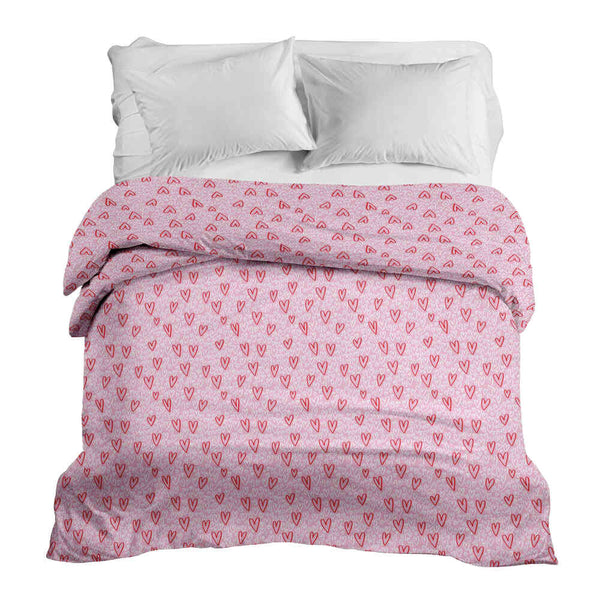 Manta terapéutica original - Funda de algodón rosa con corazones rojos
