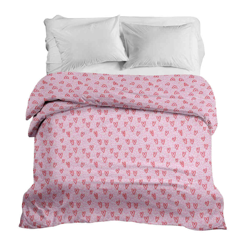 Manta terapéutica original - Funda de algodón rosa con corazones rojos