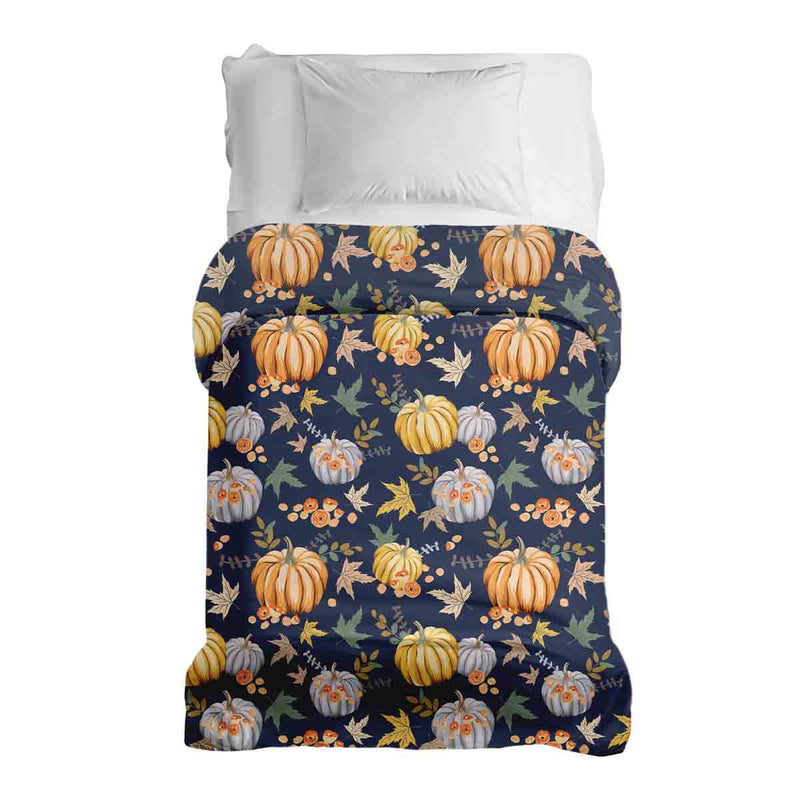 Manta terapéutica original - Funda de algodón azul con calabazas