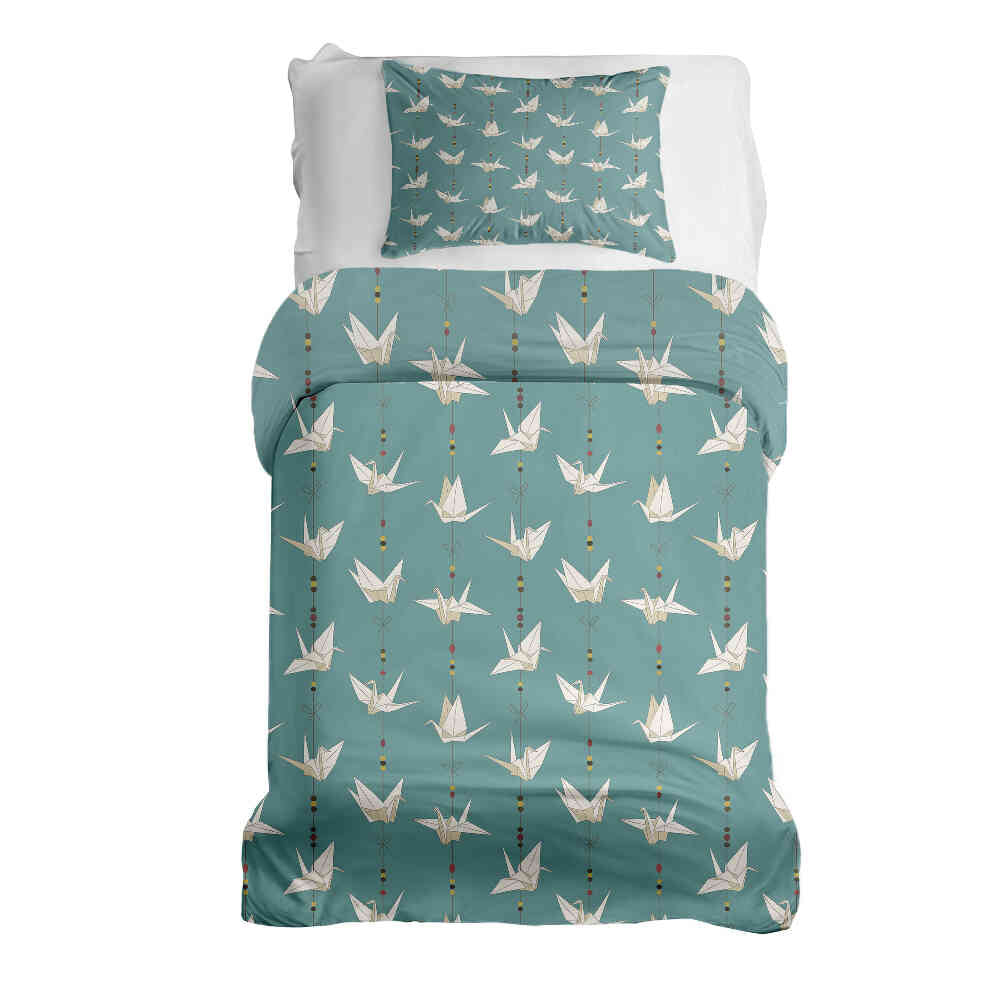 Juego de ropa de cama con manta terapéutica Origami Cisne