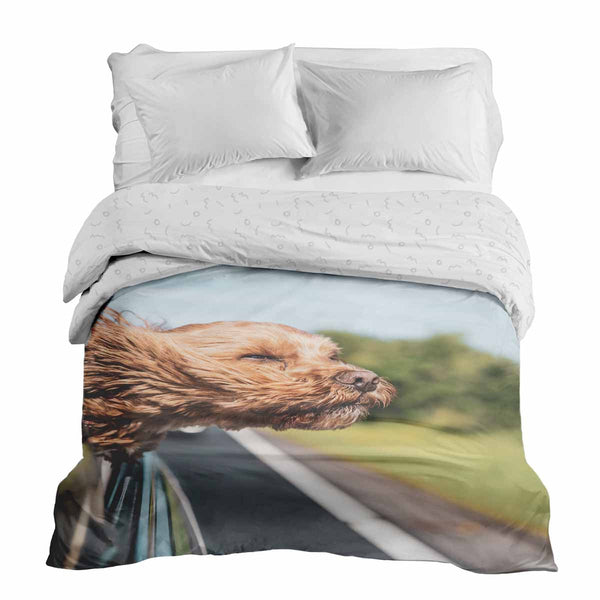 Manta terapéutica original - Funda de algodón con perro en el coche