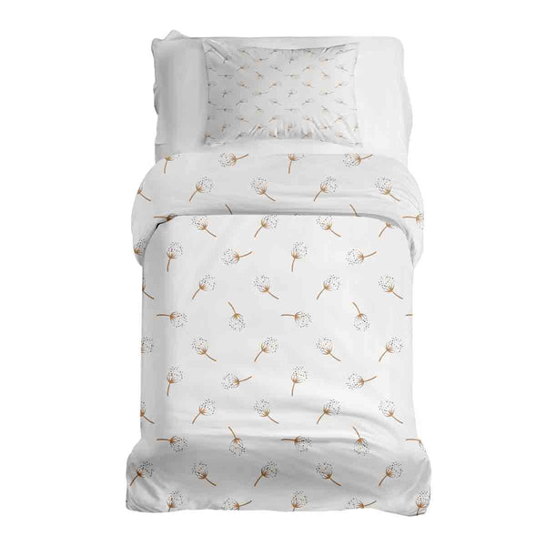 Set de ropa de cama con mantas terapéuticas blancas con dientes de león