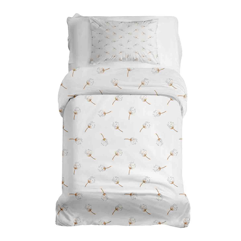 Set de ropa de cama con mantas terapéuticas blancas con dientes de león