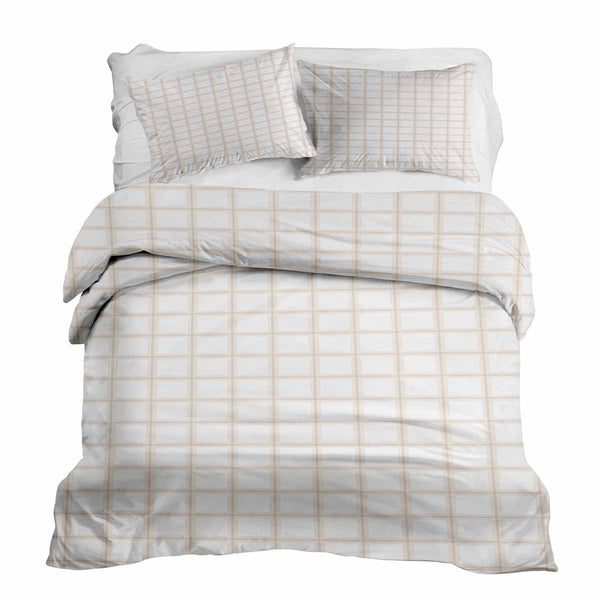 Set de ropa de cama y manta terapéutica naranja beige a cuadros