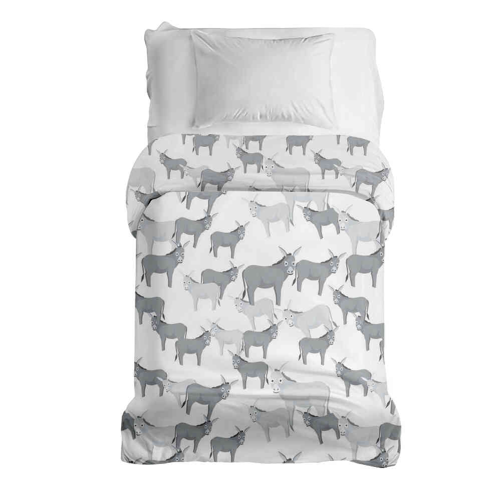 Manta terapéutica original - Funda de algodón gris con burros