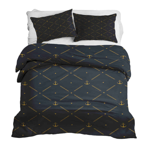 Juego de ropa de cama con manta terapéutica azul con ancla