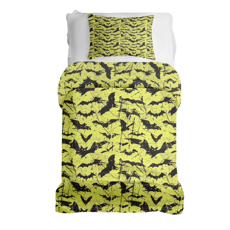 Set de ropa de cama con manta terapéutica amarillo murciélago