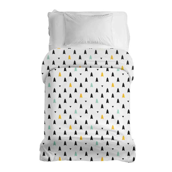Manta terapéutica original - Funda de algodón blanca con pequeños abetos