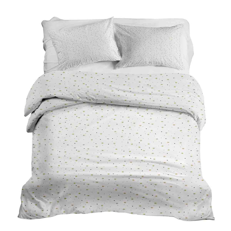 Juego de ropa de cama con manta terapéutica blanca con estrellas y puntos