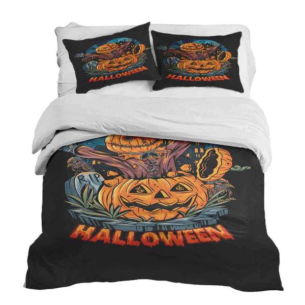 Juego de ropa de cama con manta terapéutica Halloween Calabaza
