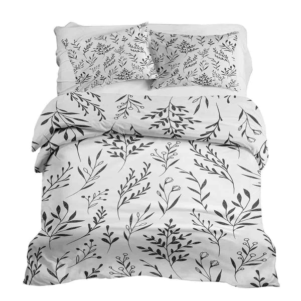 Juego de ropa de cama con manta terapéutica blanca con ramas negras