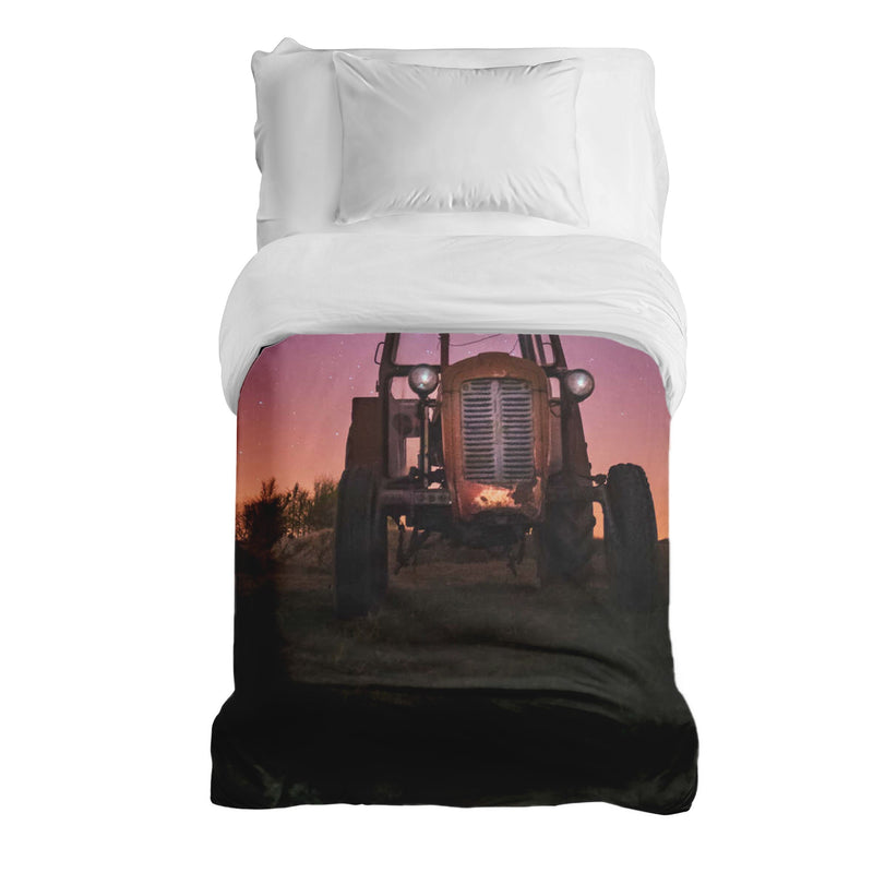 Manta terapéutica original - Funda de algodón lila con tractor