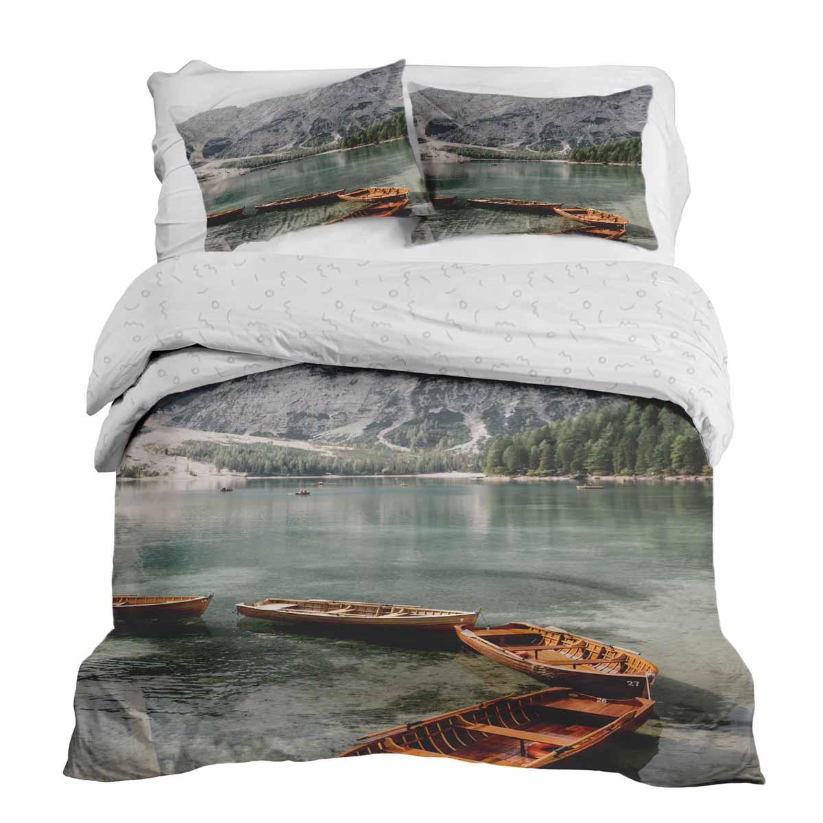 Juego de ropa de cama con manta terapéutica Lago con botes