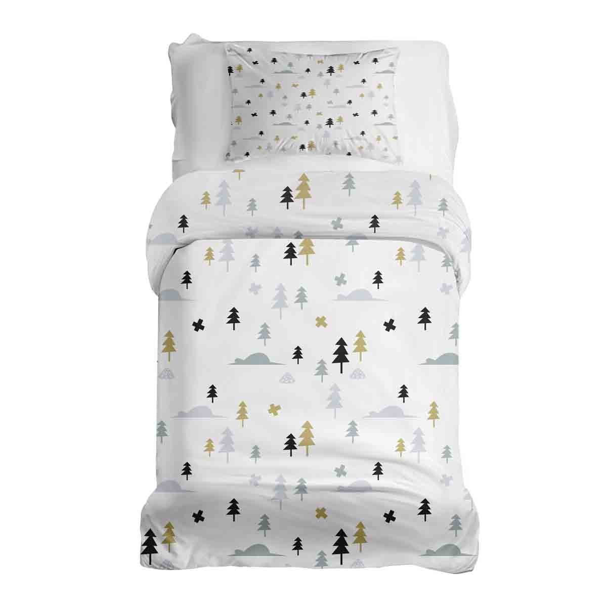 Set de ropa de cama con manta terapéutica bosque gris