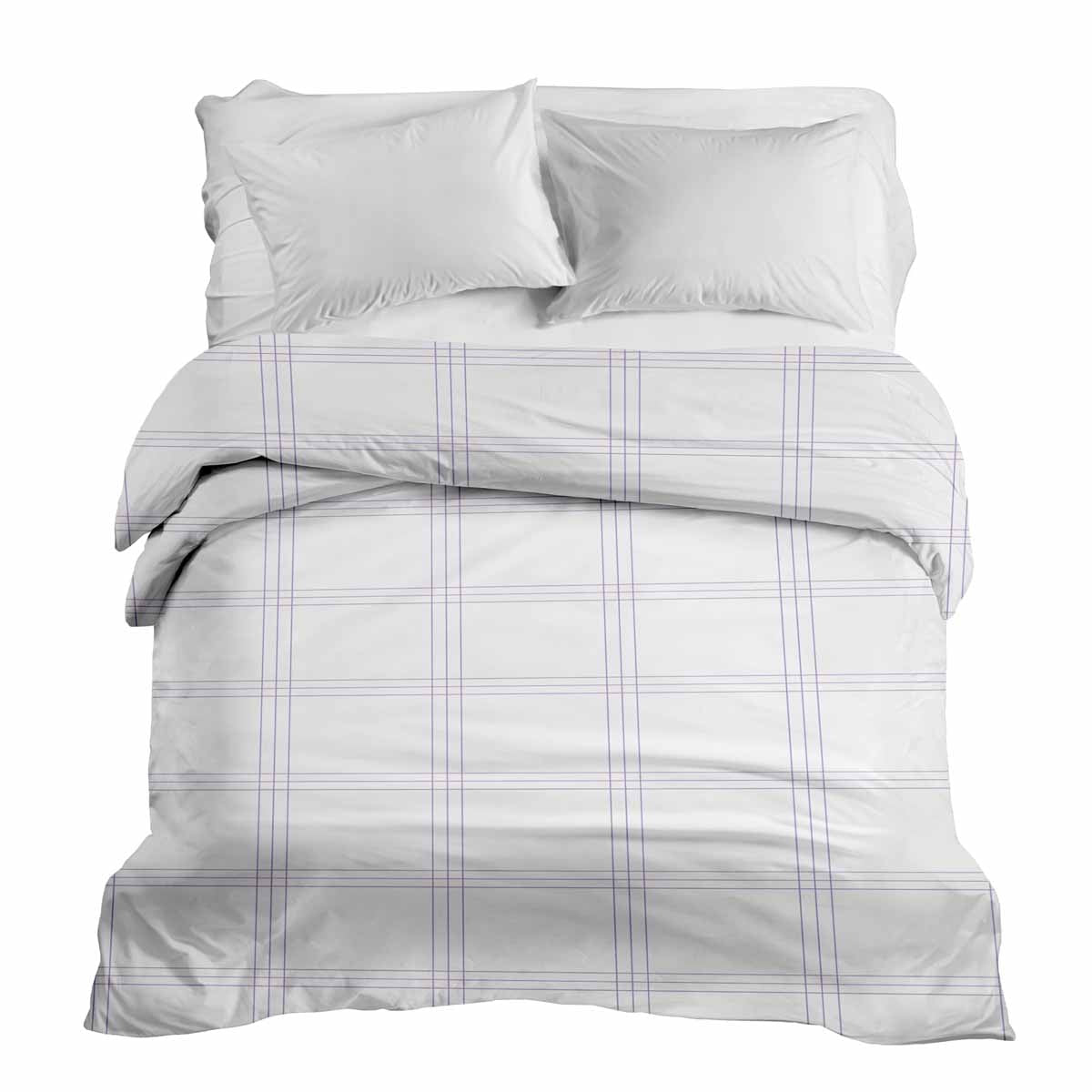 Manta terapéutica original - Funda de algodón blanca con rayas moradas