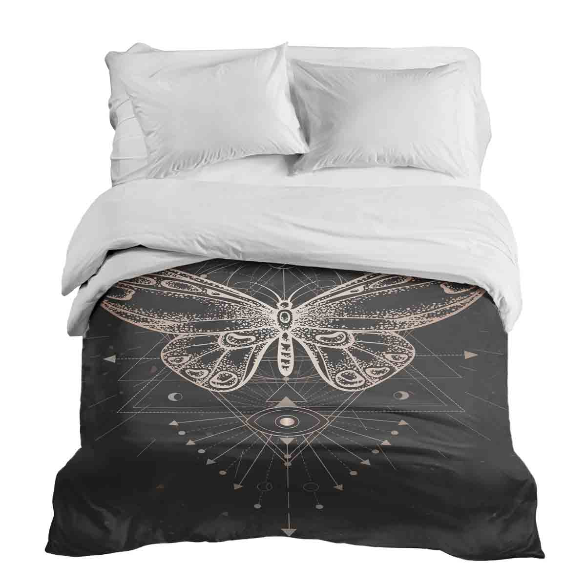Manta terapéutica original - Funda de algodón negra con mariposa