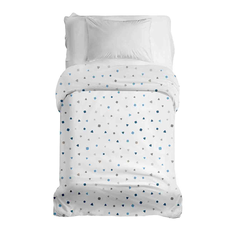 Manta terapéutica original - Funda de algodón blanca con pequeñas formas azules