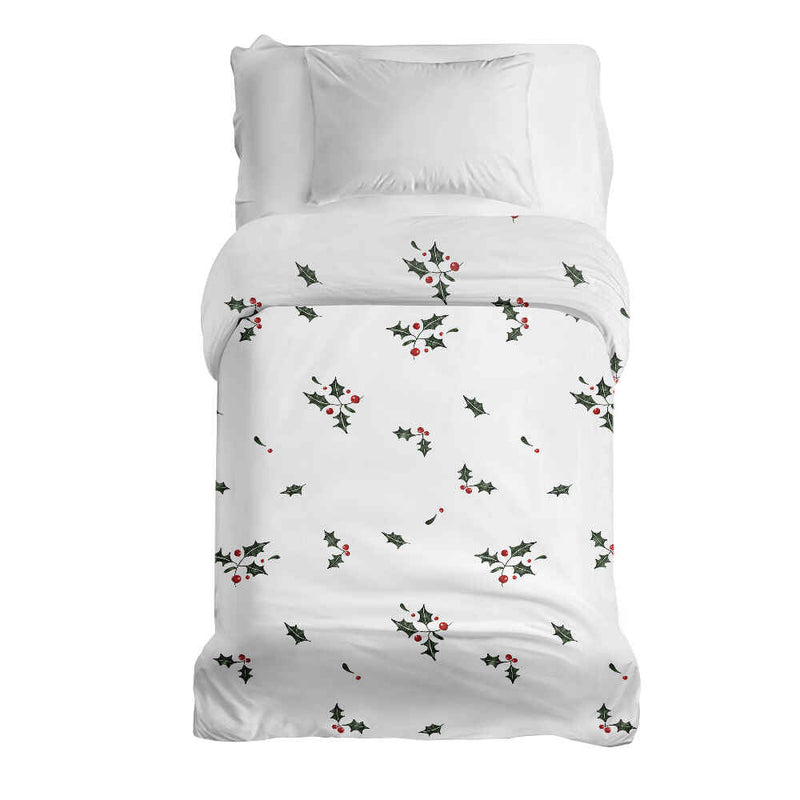 Manta terapéutica original - Funda de algodón blanca con ramas de muérdago