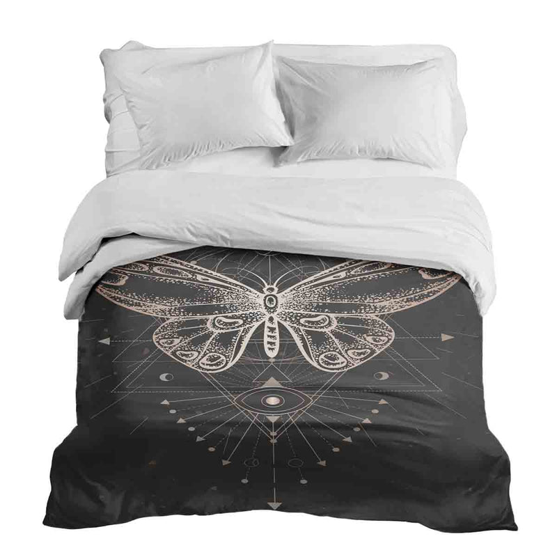 Manta terapéutica original - Funda de algodón negra con mariposa