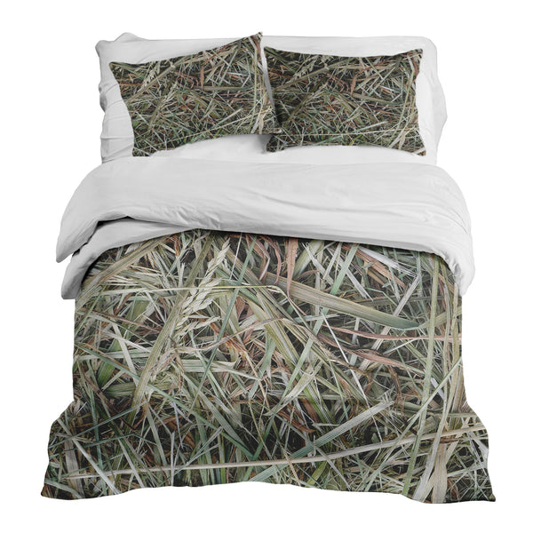 Juego de ropa de cama con manta terapéutica blanca con paja