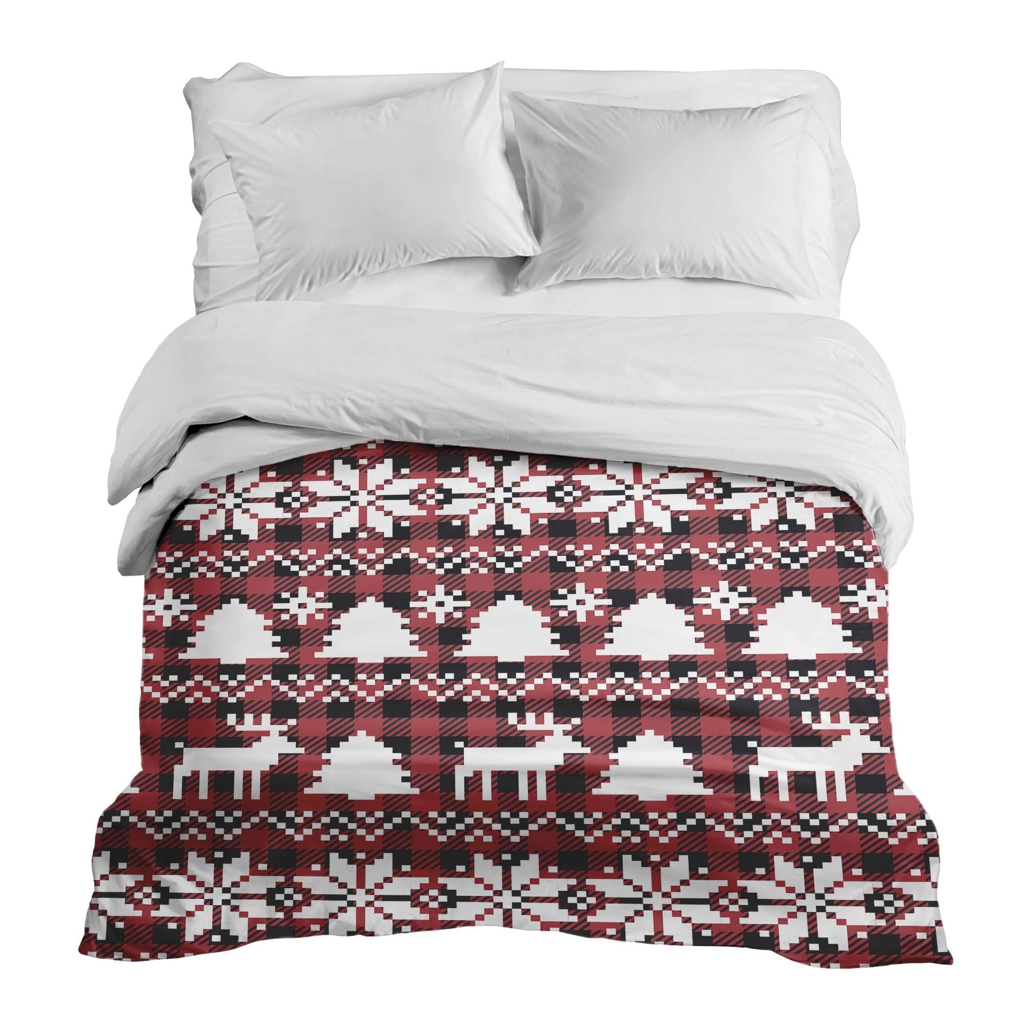 Manta terapéutica original - funda de algodón a cuadros con motivos navideños