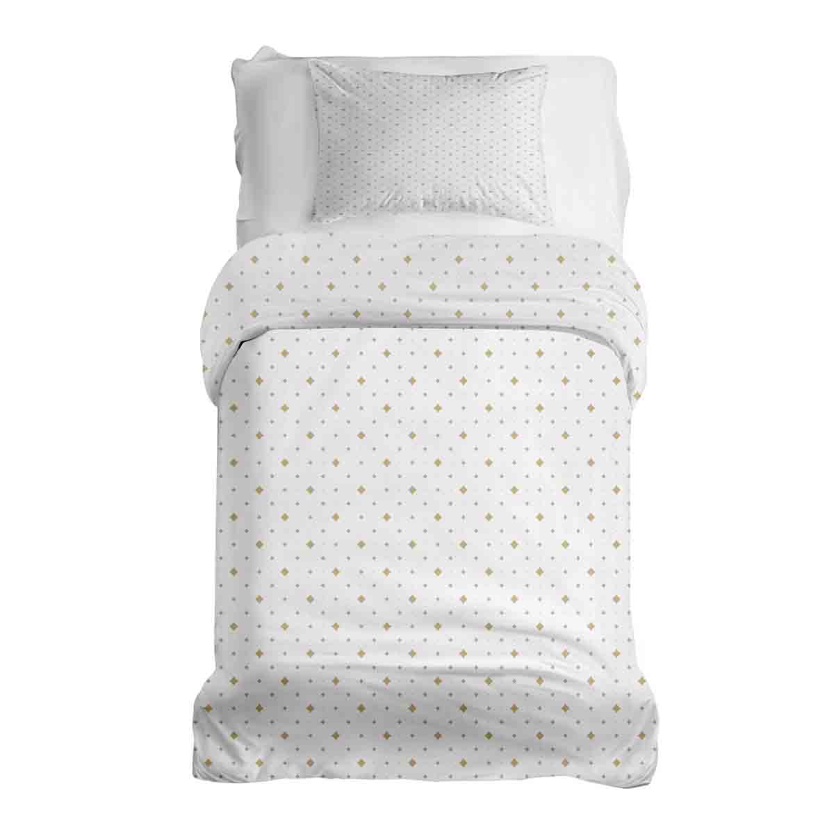 Set de ropa de cama con mantas terapéuticas cuadrados dorados