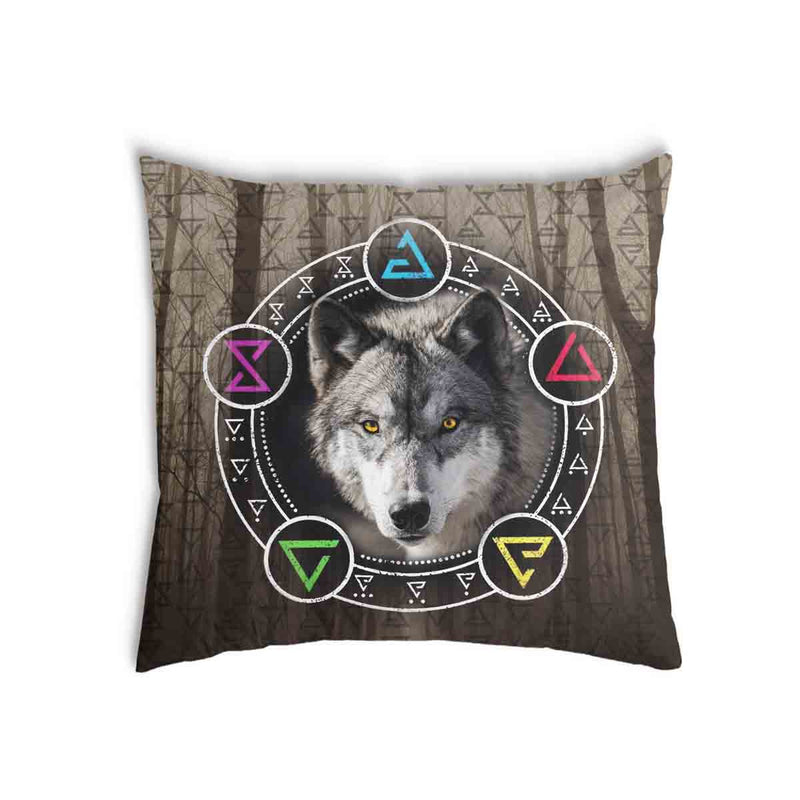 Almohada de salud marrón con lobo