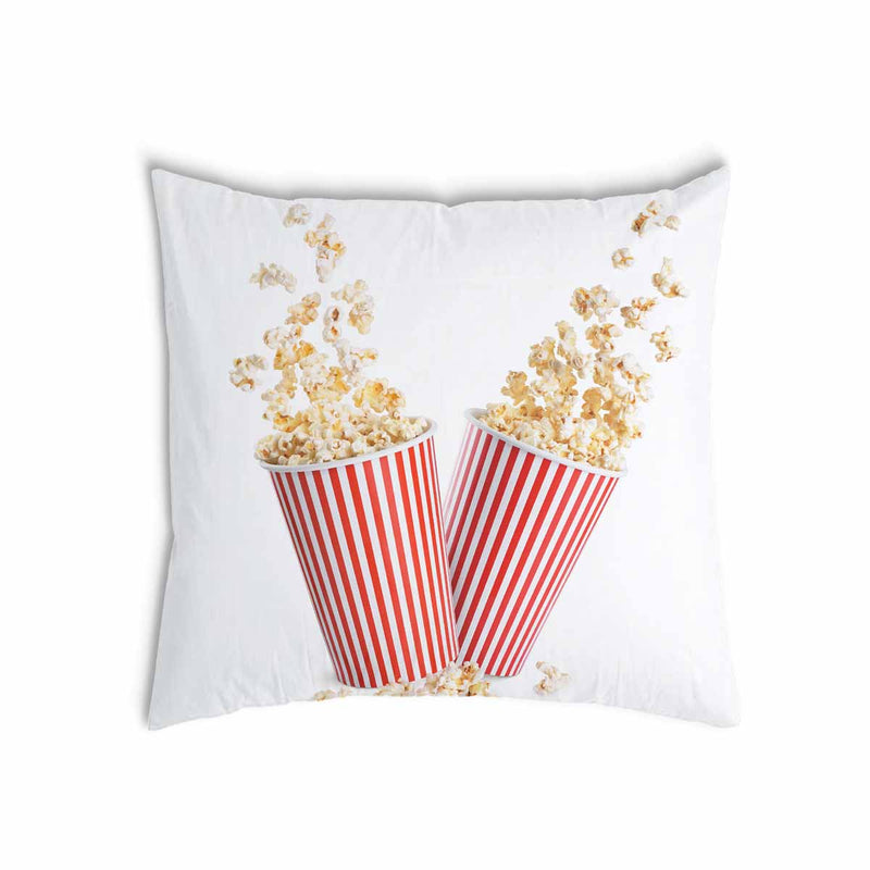 Almohada de salud blanca con palomitas de maíz