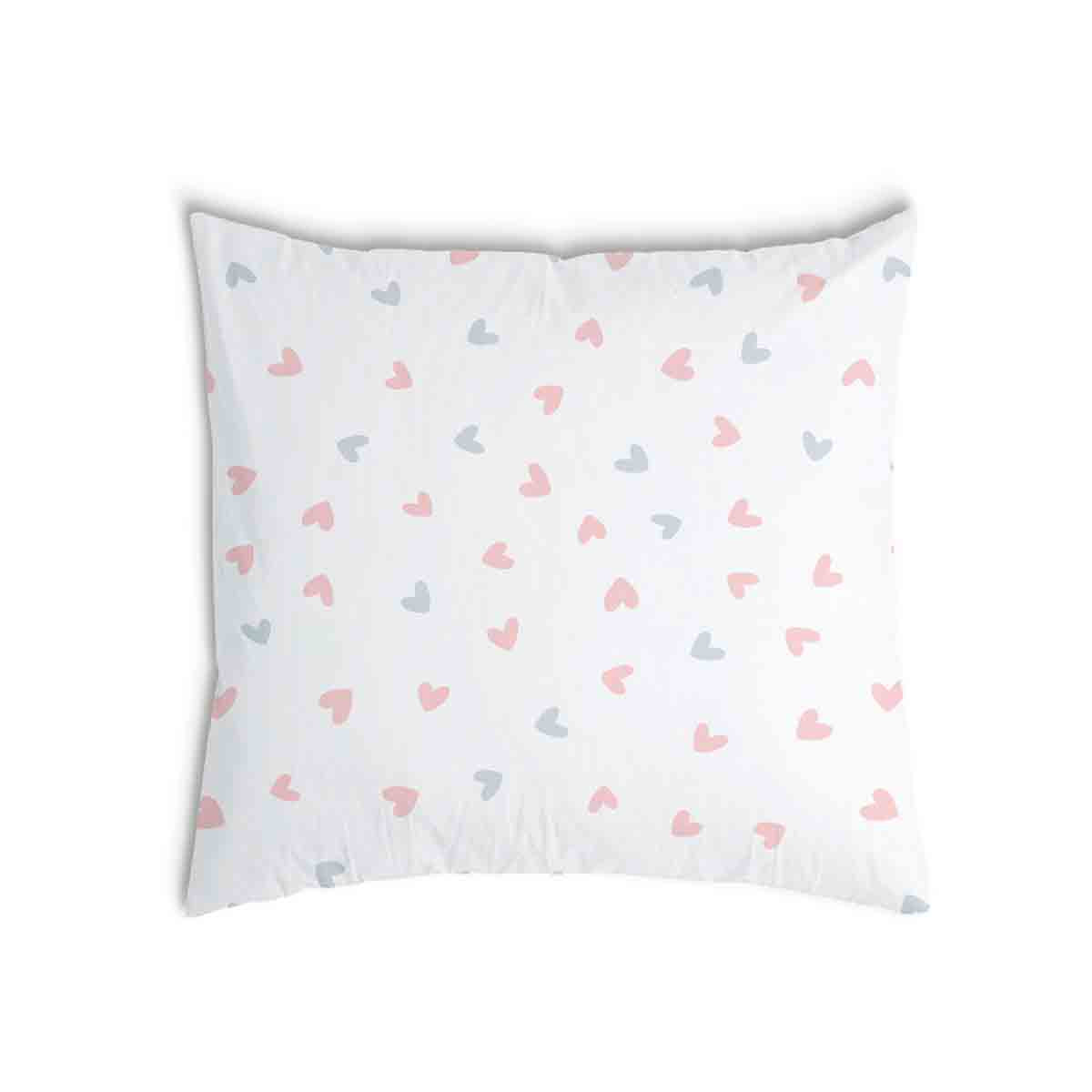 Almohada de salud blanca con pequeños corazones