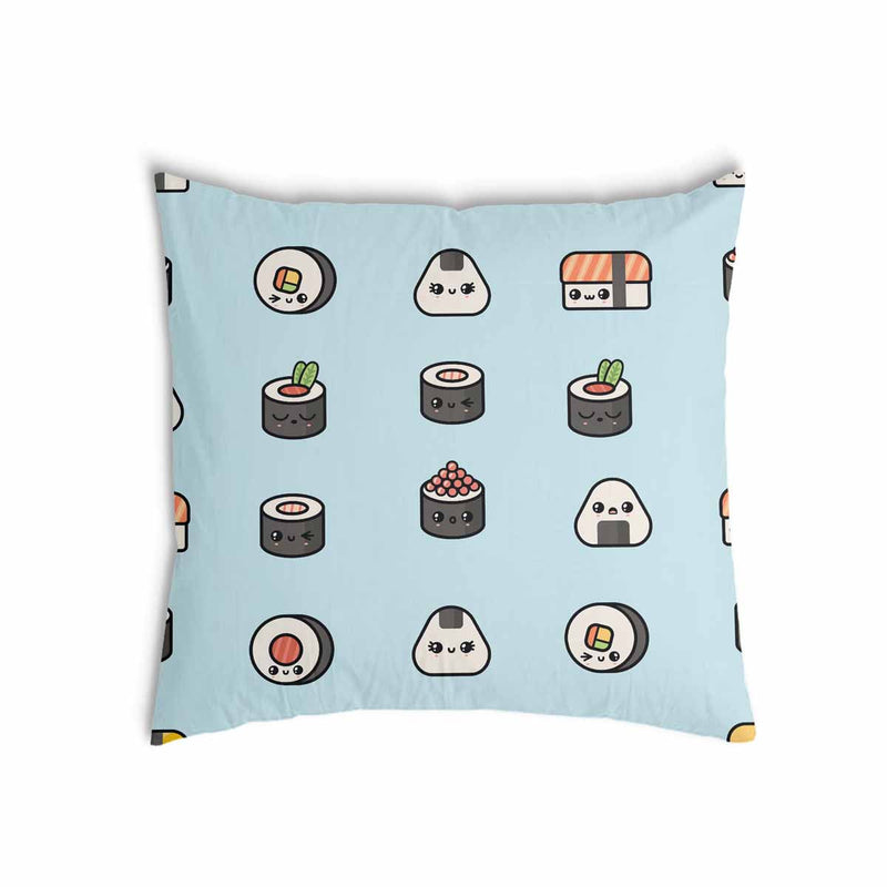 Almohada de salud azul claro con sushi