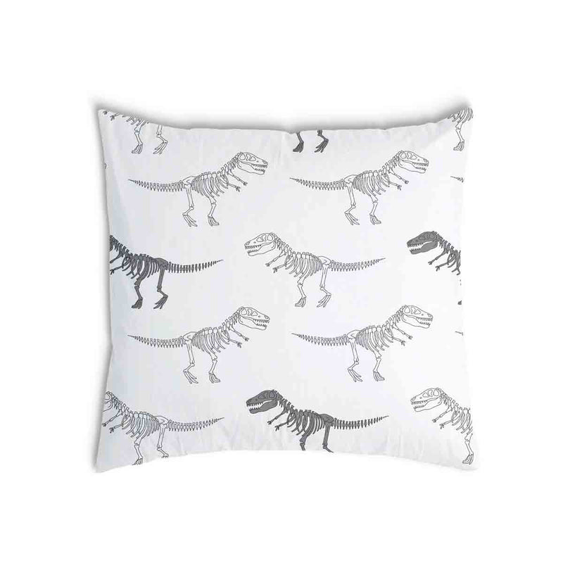 Almohada de salud blanca con esqueleto de dinosaurio