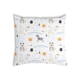 Almohada de salud blanca con animales del zoológico