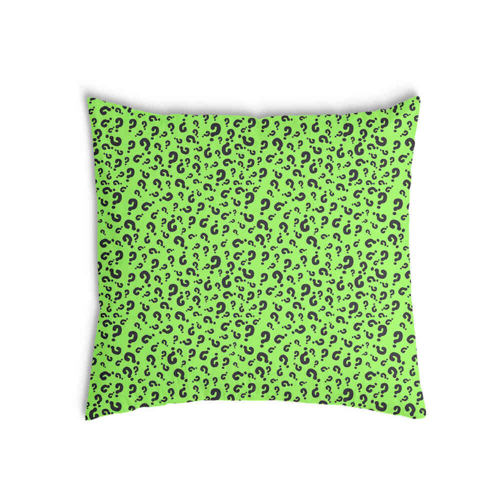 Almohada de salud verde claro con signo de interrogación