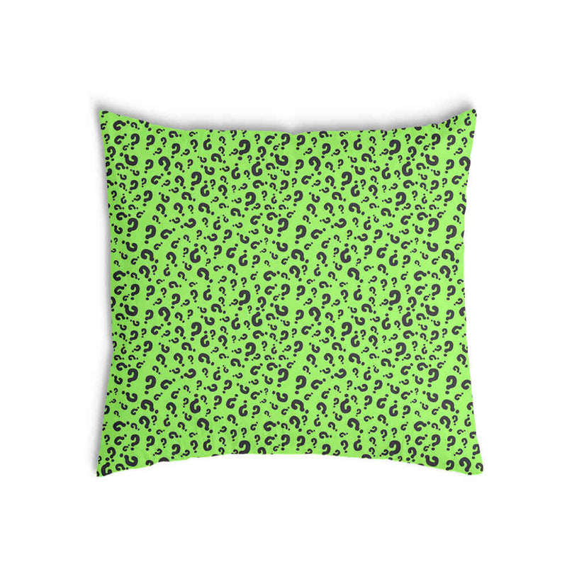 Almohada de salud verde claro con signo de interrogación