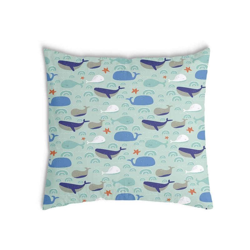 Almohada de salud verde con ballenas