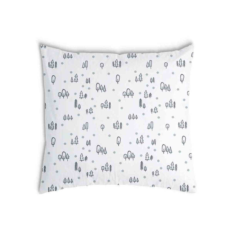 Almohada de salud blanca con puntos y árboles