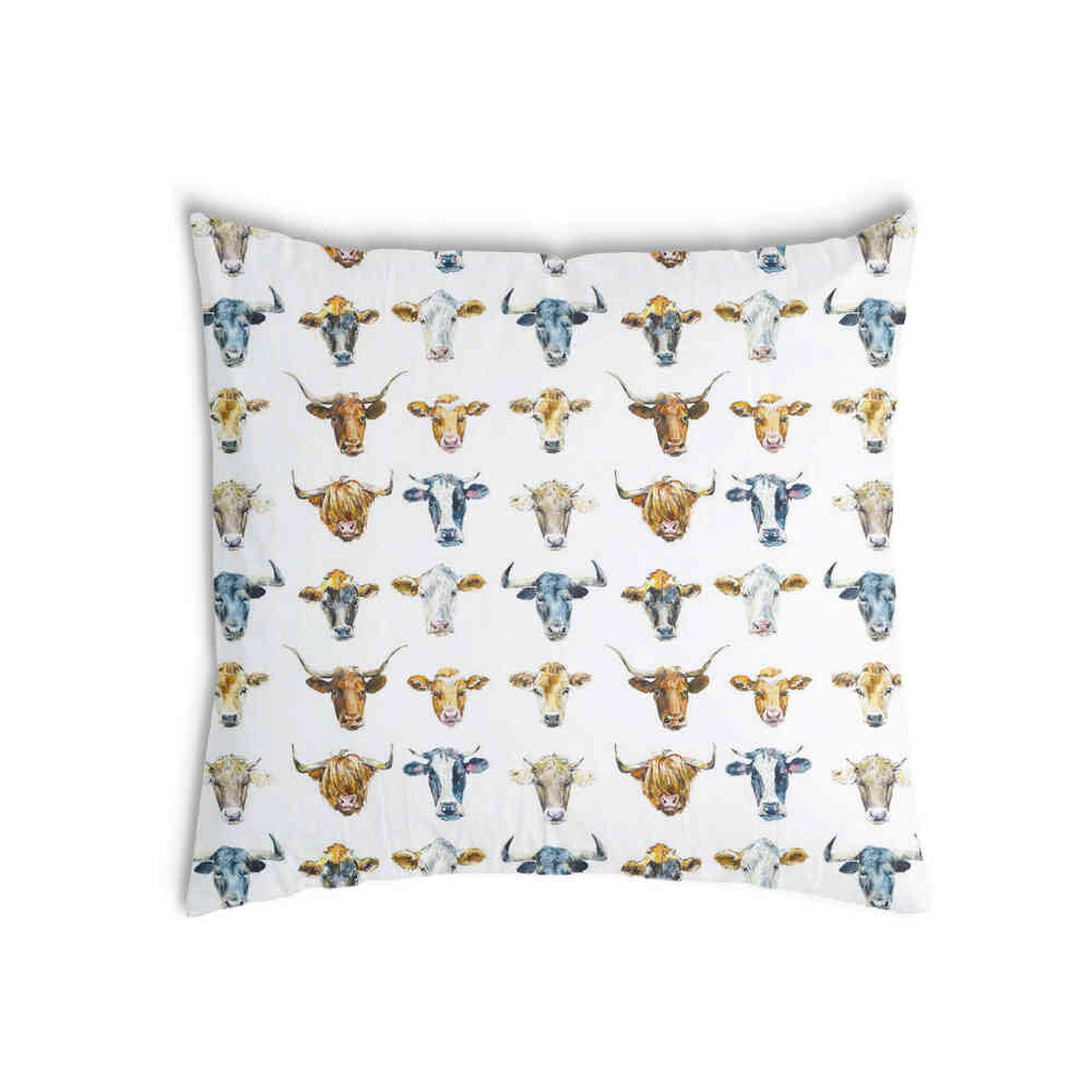Almohada de salud blanca con cabezas de toro