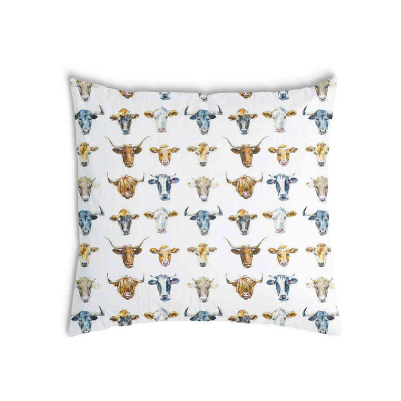 Almohada de salud blanca con cabezas de toro